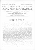 Notiziario Centrale Luglio 1937 - Itinerari alpinismo trekking scialpinismo