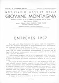 Notiziario Centrale Agosto 1937 - Itinerari alpinismo trekking scialpinismo